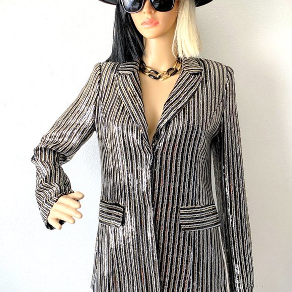 Sequin Blazer | Metallic Blazer | Party Jacket | Glam Jacket | Cocktail Jacket S - Picture 2 of 10